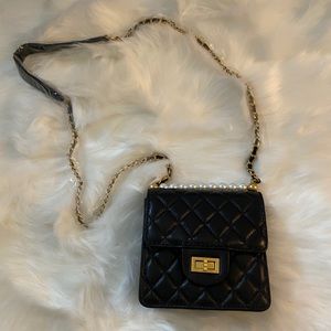 NEW quilted leather crossbody w/ pearl detail